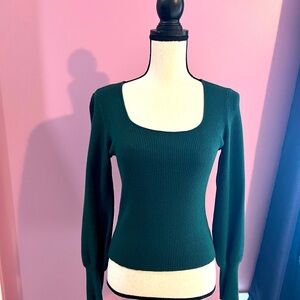 Marled Reunited Clothing- Long Sleeve Sweater fashion Puff Square Neck. Small